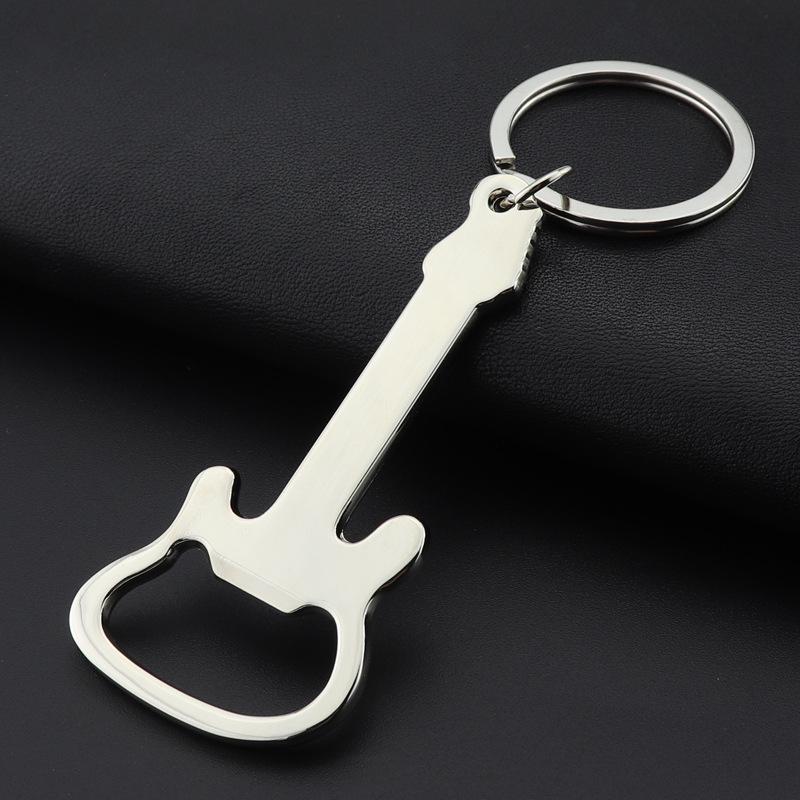 Zinklegierung Gitarre Bierflaschenöffner mit Schlüsselanhänger Personalisiertes Logo für Werbegeschenk