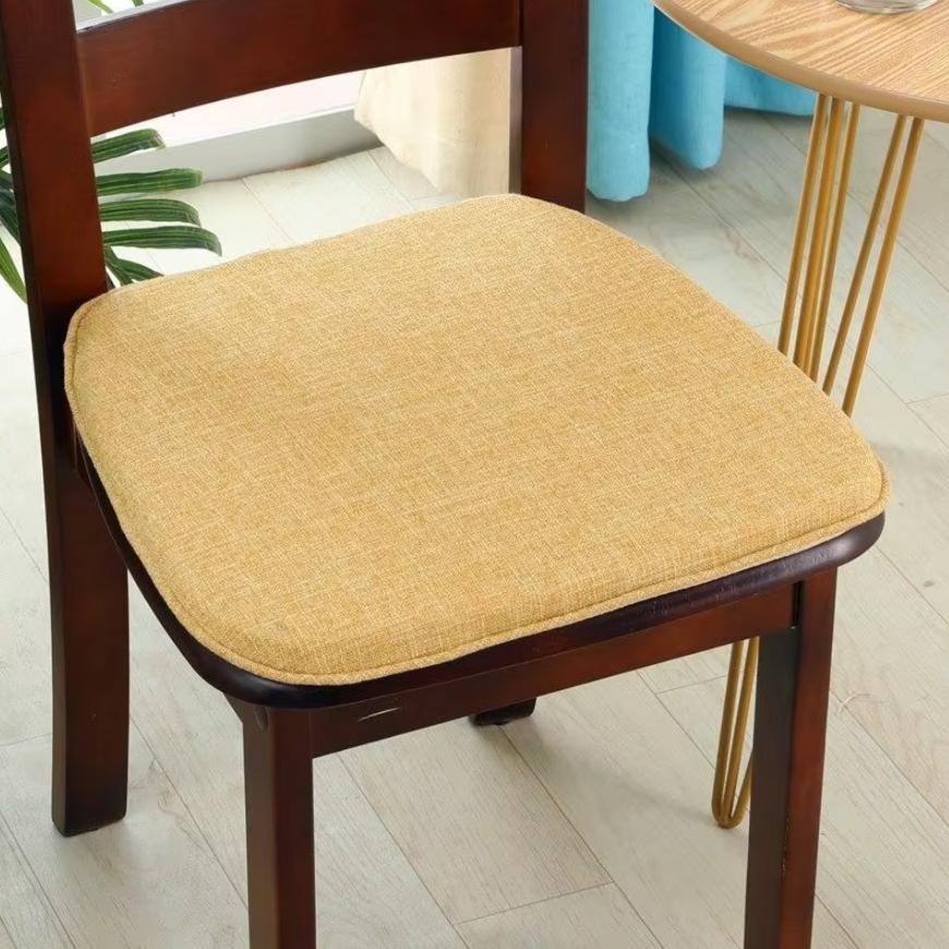 Modern Style Linen Cushion Horseshoe-shaped Dining Chair Anti-slip Seat Pads Four Seasons Universal Solid Color Stool Cushion 45x42cm