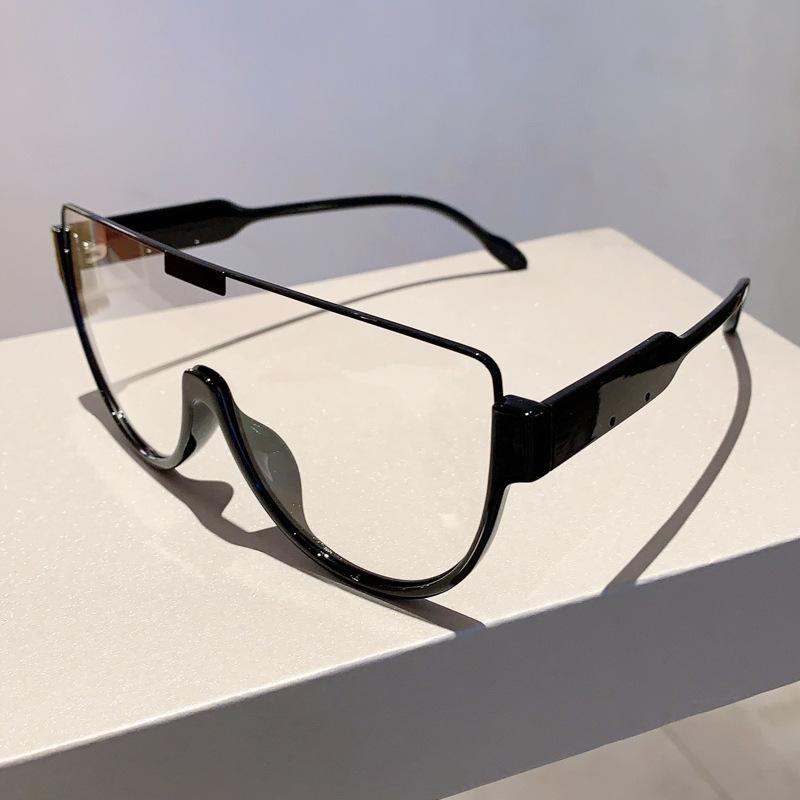 Luxury Brand Designer Half Frame Oversized Sunglasses Women For Men Vintage Fashion Sun Glasses Trendy Punk One Piece Shades