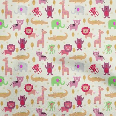 Cotton Flex Cream Fabric Kids Animal Sewing Material Print Fabric by The Yard 40 Inch