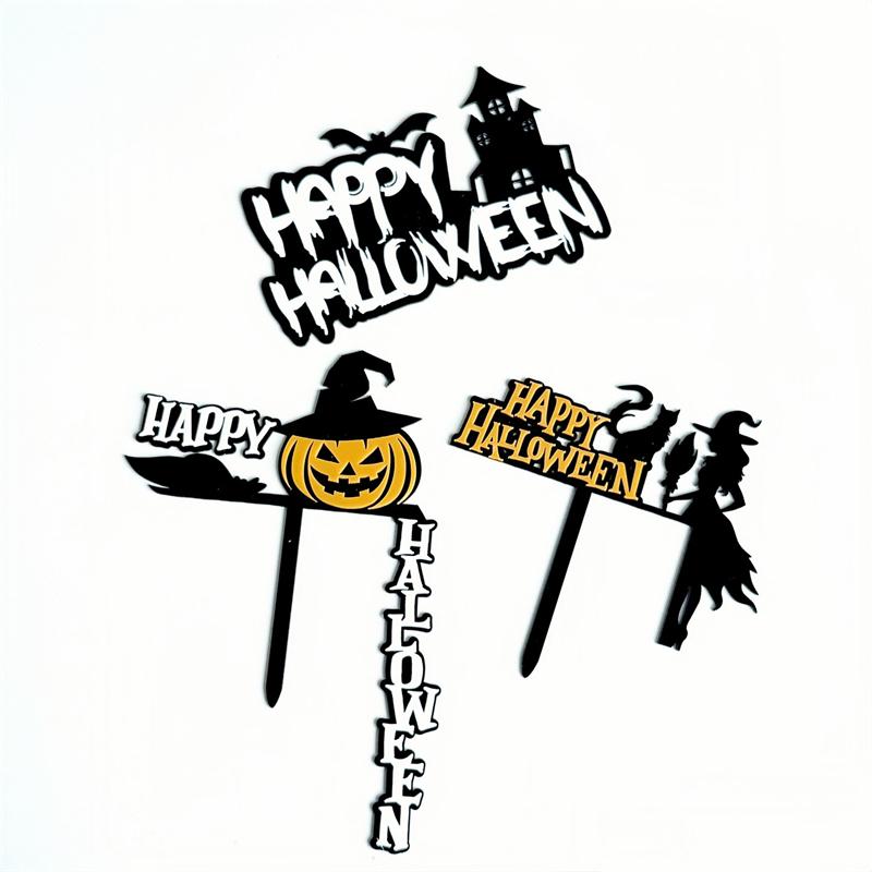10 STÜCKE Acryl Halloween Kuchenaufsatz Rechter Winkel Kuchendekoration Flagge DIY Happy Halloween Party Kuchen Desserts Deko Zubehör