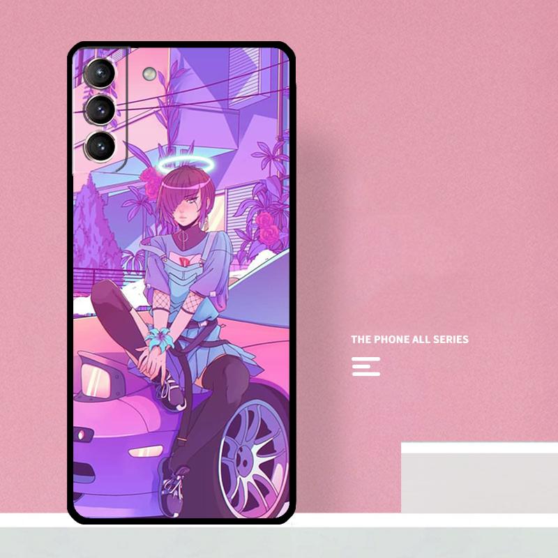 JDM Vaporwave Glitch Anime Phone Case For Samsung Galaxy S25 S26 Ultra S20 S21 S22 S23 S24 Plus S10 S25 FE Cover Coque