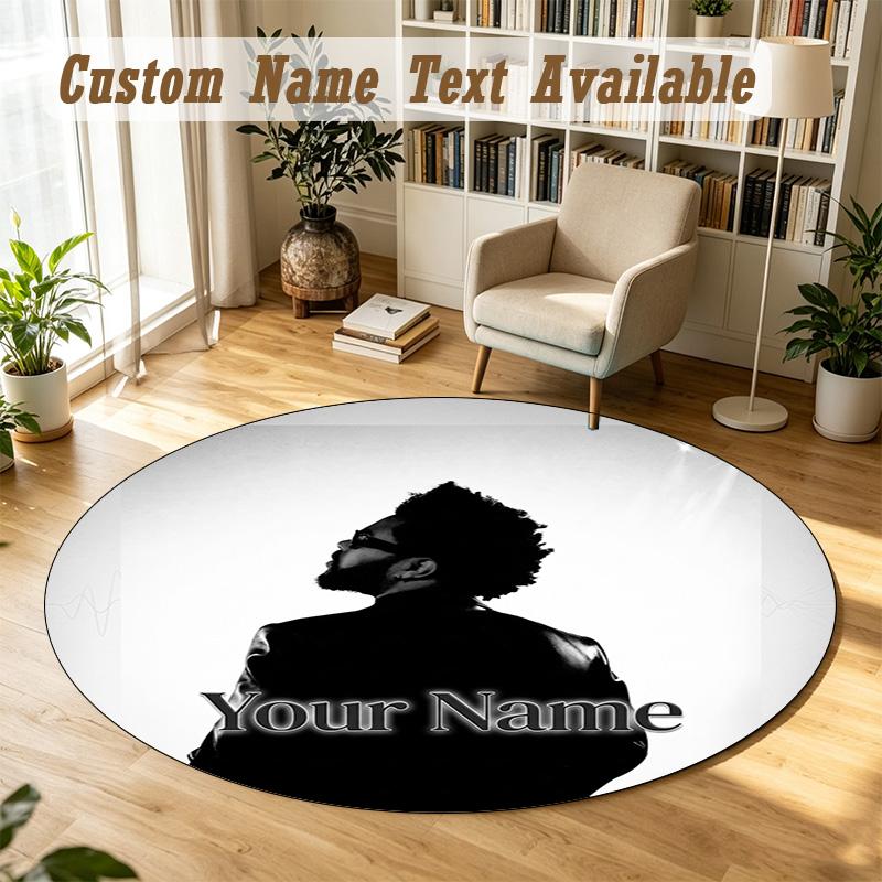 Round Rug Custom NameThe Weeknd Pattern Non Slip Carpet Home Floor Decor