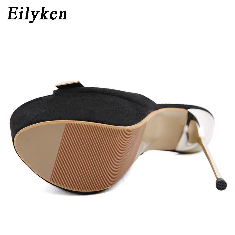 Eilyken Crystal Nightclub Wedding Women’s Slippers Sexy Platform Thin High Heels Summer Flock Party Sandals