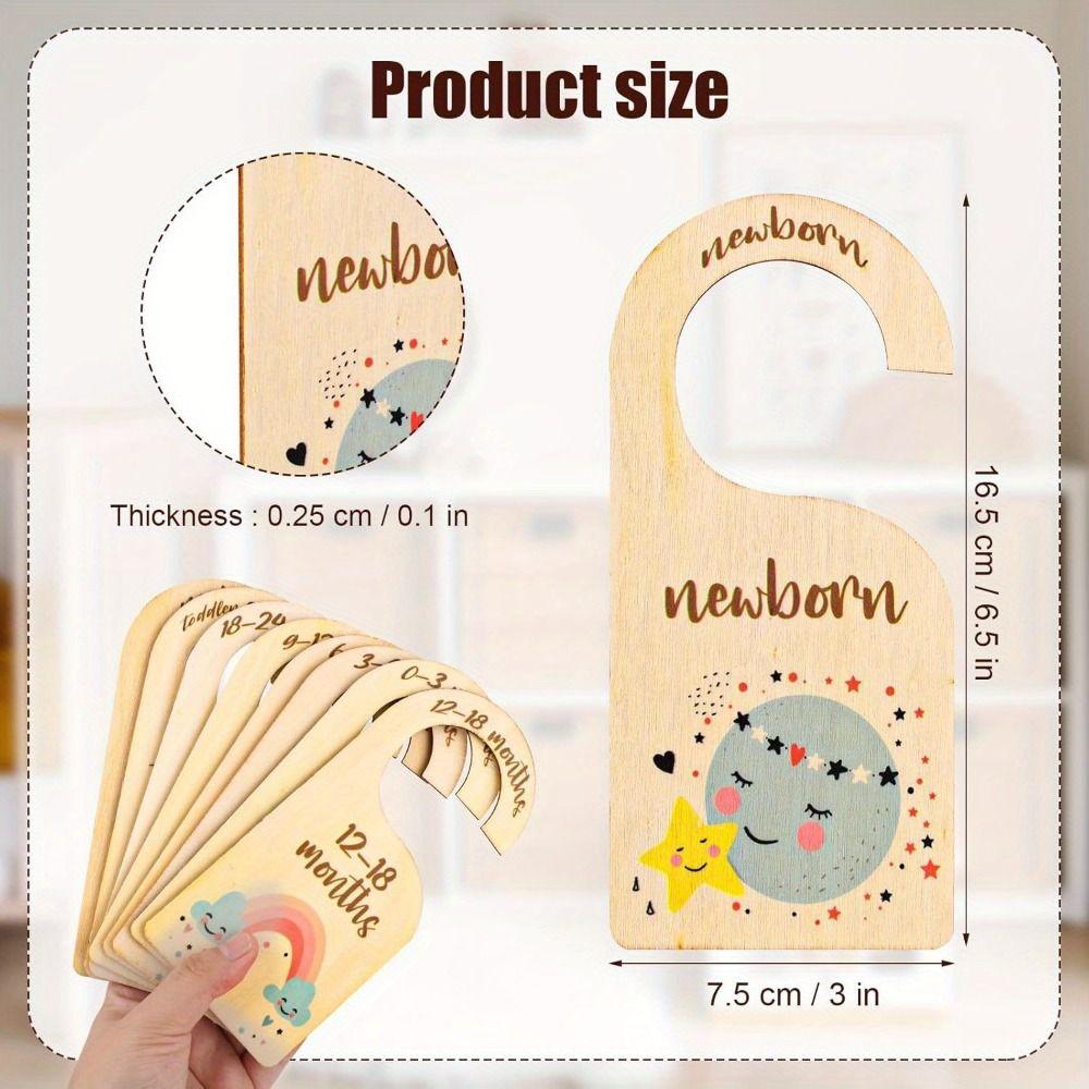 7/8Pcs Wood Infant Wardrobe Divider Label Assortment Nursery Clothes Organizers  Baby Clothes