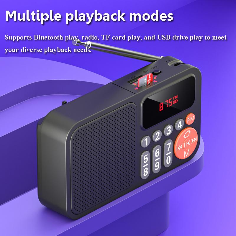 Mini Portable FM Radio HD LED Display Best Reception Radios Rechargeable Bluetooth Speaker Music Box Support TF Card USB AUX