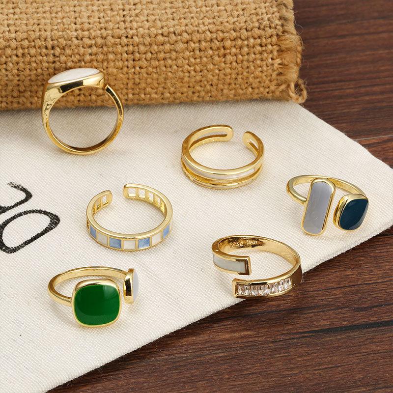Colorful Glaze Retro Adjustable Korean-Japanese Ring - Trendy Hip Hop Index Finger Accessory for Women