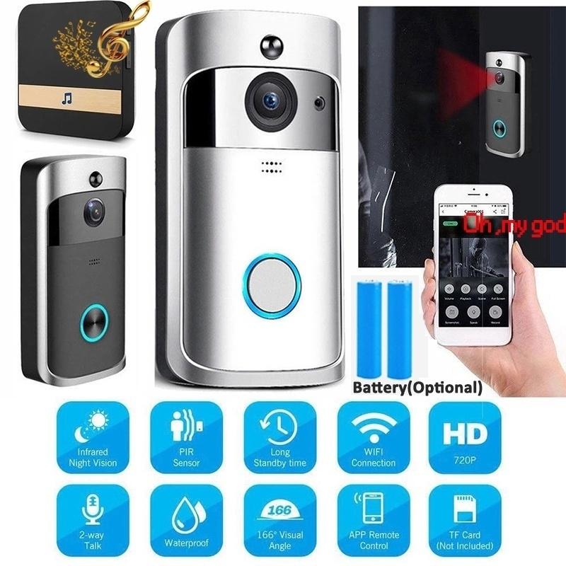 WiFi Smart Wireless Security DoorBell Visual Intercom Recording Video ...