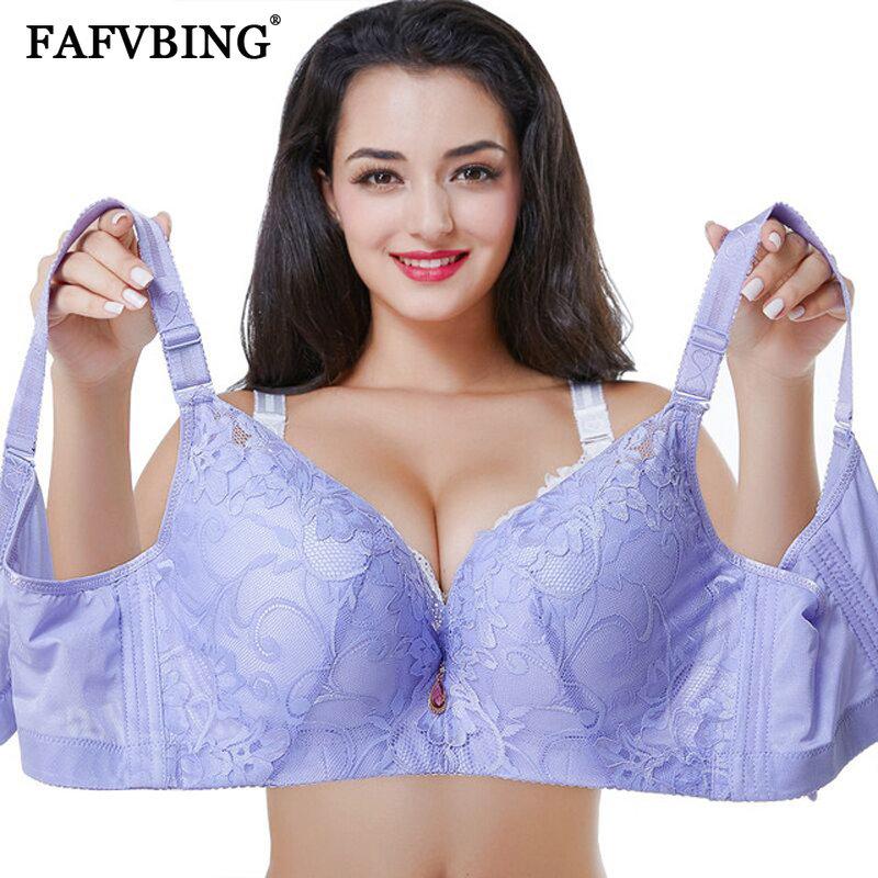 

FAFVBING Бюстгальтеры пуш-ап для женщин Нижнее белье BH Bralette Большой размер 34-50 ABCDE Чашка Сексуальный кружевной бюстгальтер Flora Femlae Bras