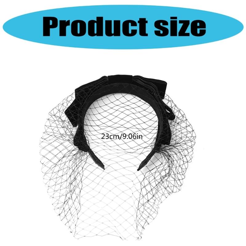 Unique Black Veil Mesh Veil Headbands 1920s Fascinator Headpiece Birdcage Veil Hair Decors For Bridal Halloween Parties