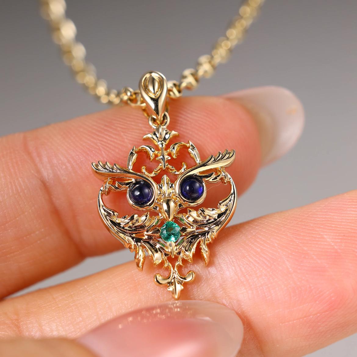 Light Luxury Style Hollow Owl Necklace for Women, Smart Hollow Craft Design, Fashionable and Exquisite Pendant Necklace 60CM