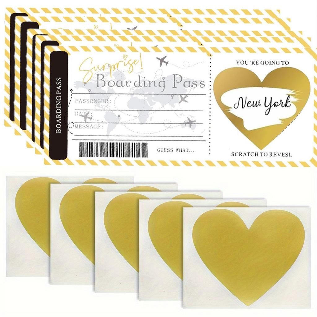Romantic Surprise Travel Scratch Off Cards for Birthdays, Weddings & Parties - Boarding Pass Ticket Style Gift