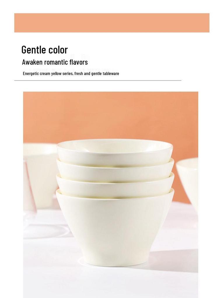 Set of 6 Cream-Colored 5-Inch Creative Rice and Soup Bowls - New Trendy Design
