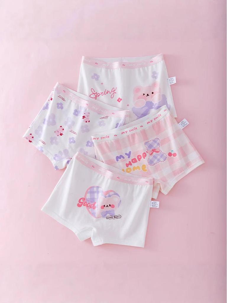Girls' Antibacterial Cotton Boxer Briefs for Autumn/Winter - Comfortable, No-Pinch Design.