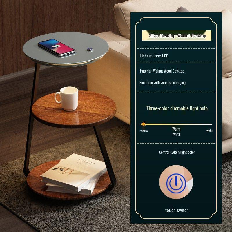 Wireless Charging Floor Lamp with Integrated Bedside Table - Creative Living Room and Bedroom Storage Solution