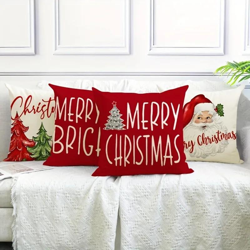 Christmas decoration Pillowcase Merry Christmas New Year Gift Santa Claus Christmas Tree Pillow Cover Home Sofa Cushion Cover
