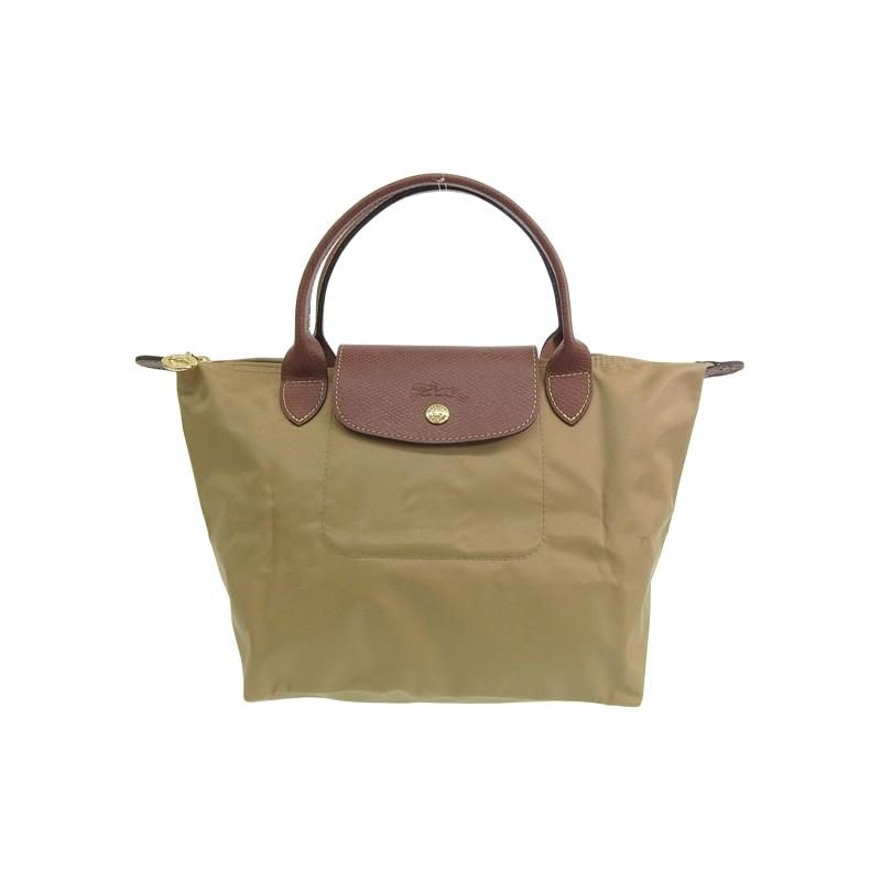 Longchamp Le Pliage 23 Short Handle Zipper Button Canvas And Leather Dumpling Tote Bag Small Women tote bags Desert 1621089526 Desert