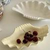 Velký talíř s mušlemi ~ Francouzský vintage reliéfní keramický úložný talíř ve tvaru mušle, ovoce, dezert, miska na drobnosti, bytové doplňky, tácy
