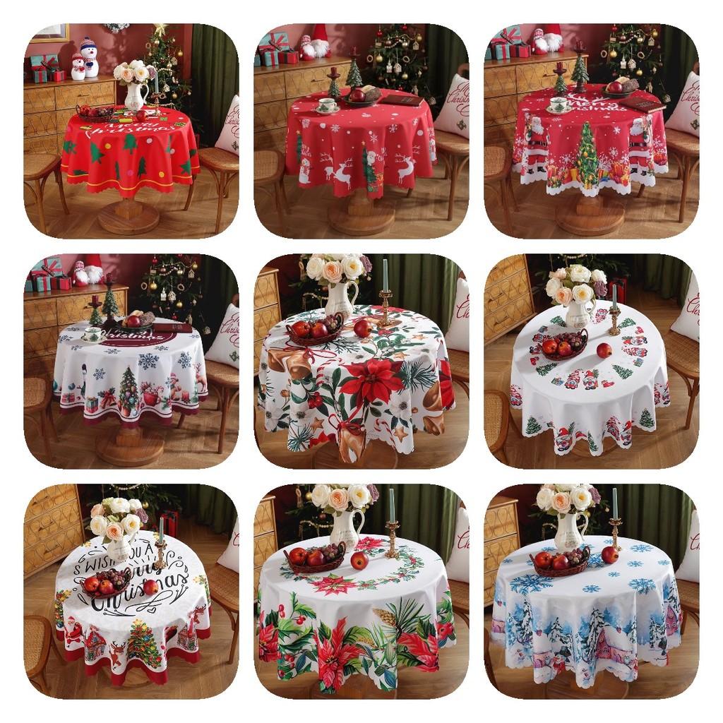 Față de masă rotundă mare de Crăciun Xmas Sărbători Față de masă Pânză Decor Case