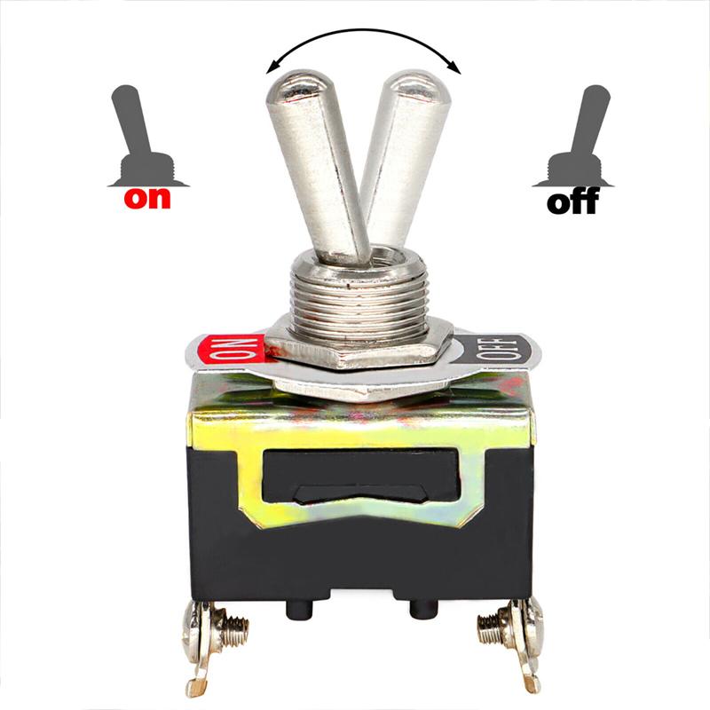 10pcs Toggle Switch Car Flick Dash Light Metal 12 Volt Start Auto Rocker 2 Feet 2 Gears Plus Waterproof Cap Toggle Rocker Switch
