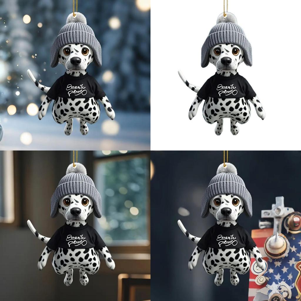Car Rearview Mirror Decor Dalmatian Acrylic Cartoon Style Auto Accessories For Vehicles