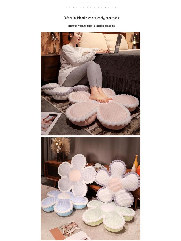 Cross-Border Ice Silk Velvet Flower Seat & Sofa Cushion