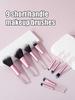 9pcs Makeup Set Brush Portable Short Handle Professional Makeup Brush Makeup Tool For Foundation Make-Up And Powder Blusher Eye