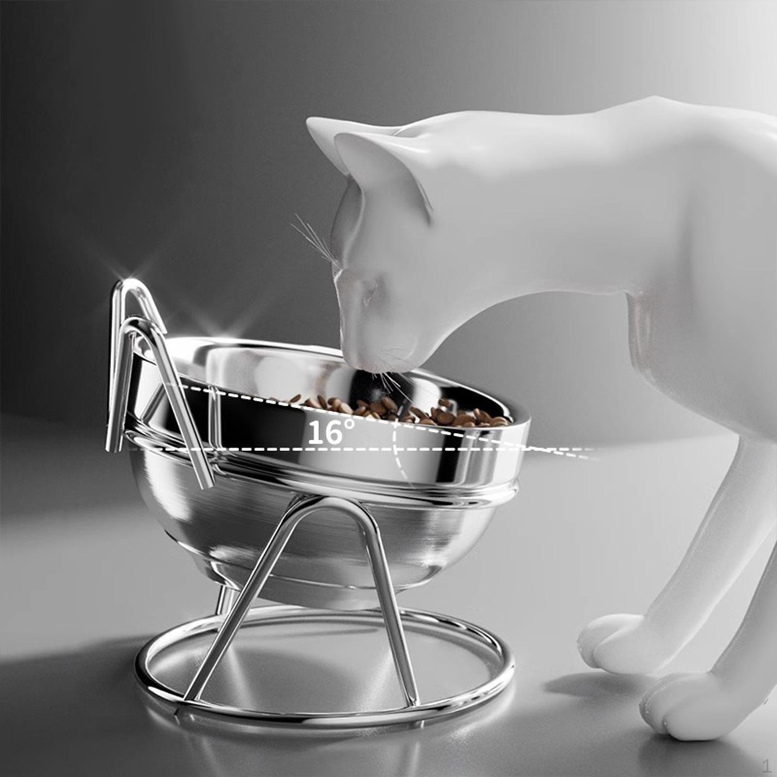 

Приподнятая миска для кошек, наклон 16°, защита шеи, нескользящая, приподнятая миска для кормления домашних животных для