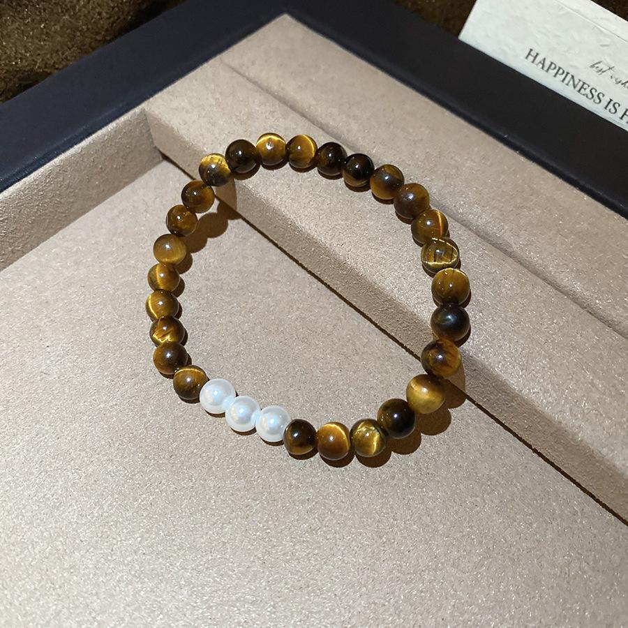 Vintage Maillard style geometric zircon tiger's eye stone beaded bracelet bracelet personalized jewelry