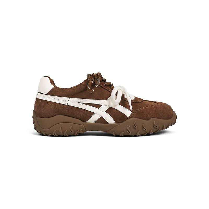 Kleine innere Höhensteigerungs-Plateauschuhe Damen Herbst und Winter vielseitig Leder Leichtgewicht Sportschuhe