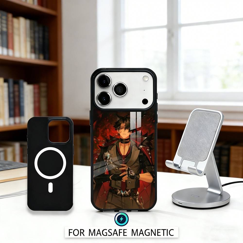 G-Genshin Impact W-Wriothesley Phone Case Magnetic For iPhone17 16 15 14 13 12 Pro Max For Magsafe Wireless Charging Cover