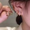 Yousheng 1 Pair Huggie Earrings Rhinestone Contrast Color Claw Shape Hollow Anti-allergy Electroplated Lightweight Stainless Ear Decoration Jewelry