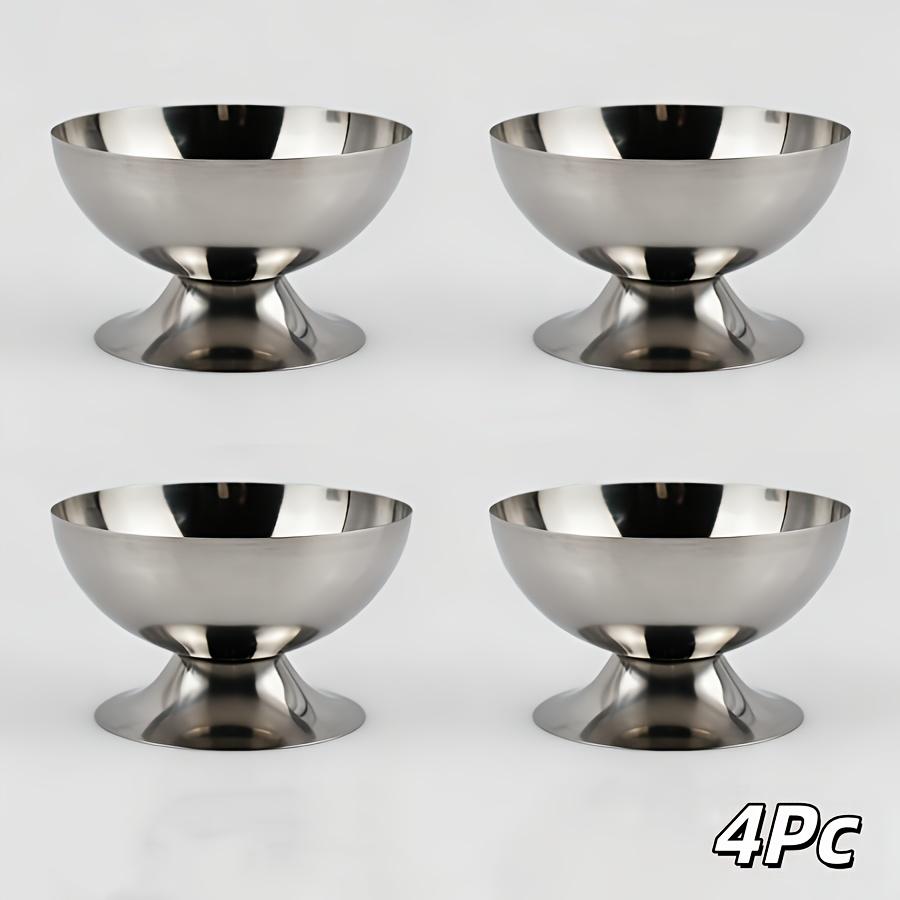 304 stainless steel ice cream cups, 5.07oz, with footed design, suitable for desserts, puddings, and mousse, mirror-polished, reusable