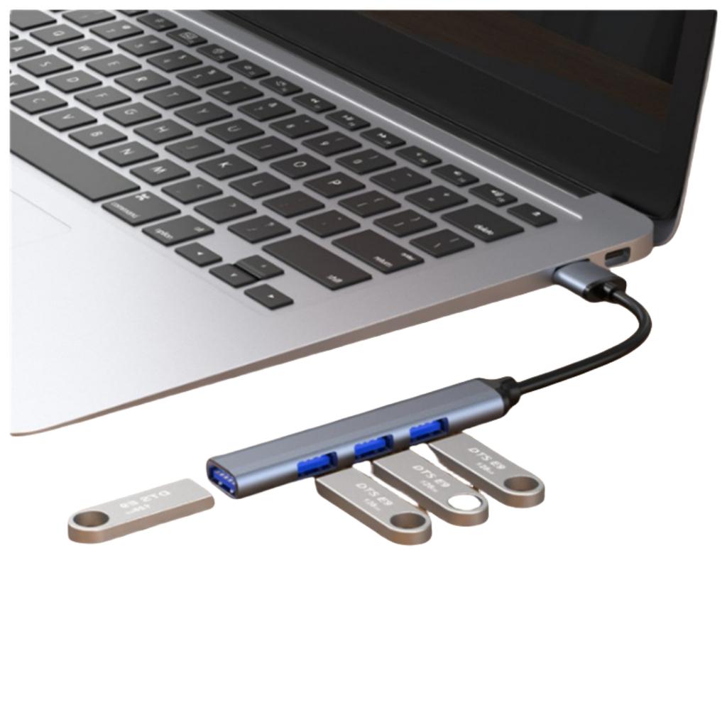 4-in-1 Multiport USB 3.0 USB 2.0 Hub Adapter 4 Ports Aluminum Alloy High-Speed Computer Data Transfer HUB SD Interface In-Stock
