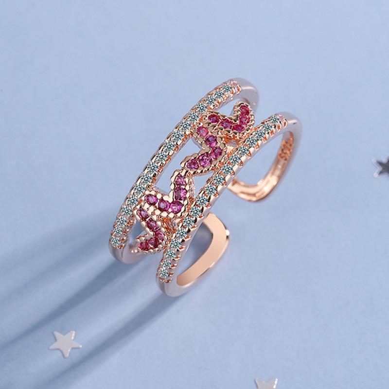 BELLA BOX Opening Resizable Rings For Women Zircon Engagement Party Fine Jewelry Gift