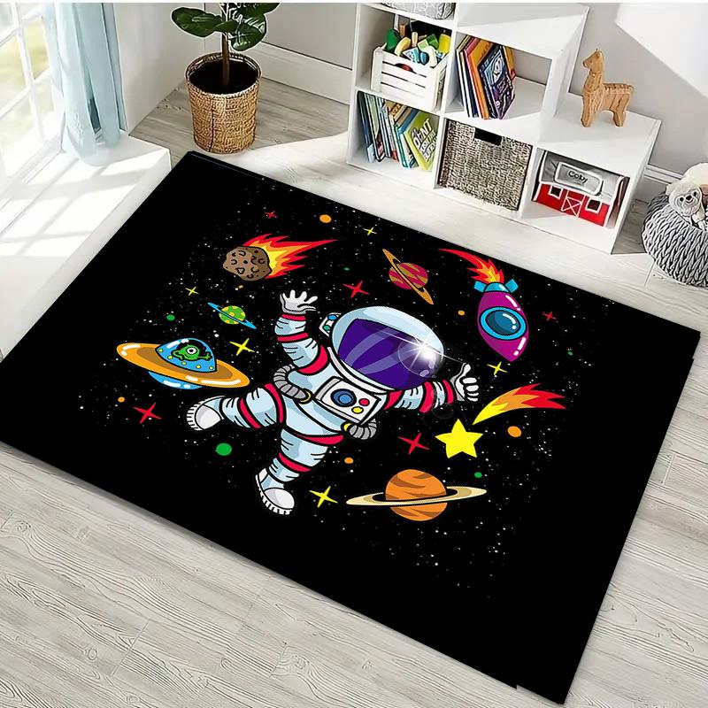 Modern Cartoon Space Rocket Carpet For Living Room Decoration Rug Porch  kids Bedroom Sofa Table Non-slip Floor Mat Home Doormat