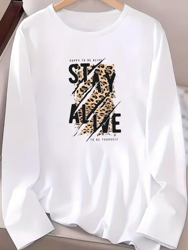 (Asian Size) Women T Shirt Tee Lady Printed watercolor love style Female Clothing Casual Fashion Top Long Sleeve  Graphic T-shirts