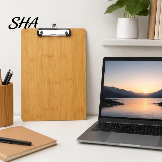 Portable Clipboard for Artists Wooden with Metal Clip, A4 Letter Size Drawing Stable Surface Board, Wood Grain Thicken Hardboard Office, School Spring