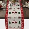 Christmas Tree Print Tablecloth New Year Party Decoration Table Runner for Wedding Christmas Style