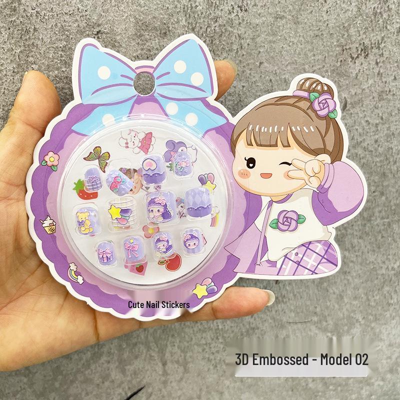 Children's Wearable Custom Nail Stickers - Cute European & American Jelly Glue Fingernail Tips