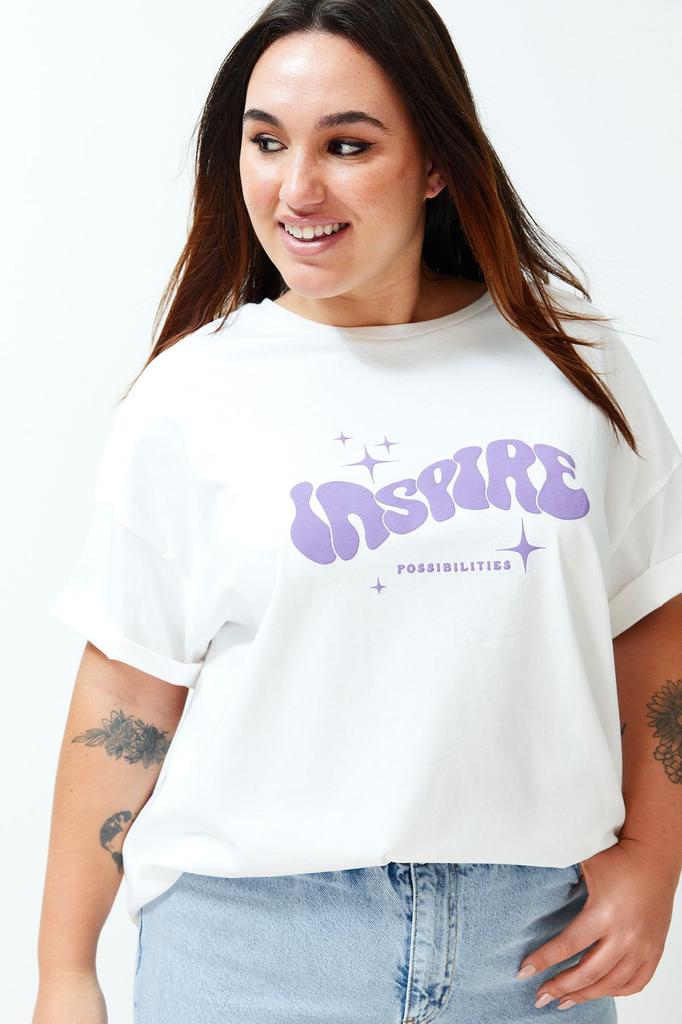 Women's Style Plus Size Ecru Unisex Oversize Comfortable 100% Cotton Couple Knitted T-Shirt