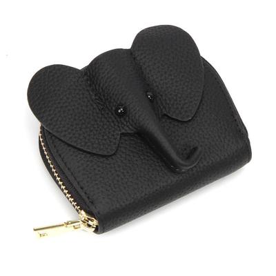Creative Elephant Zipper Wallet: Genuine Leather, Large Capacity Card Holder with Multiple Slots.