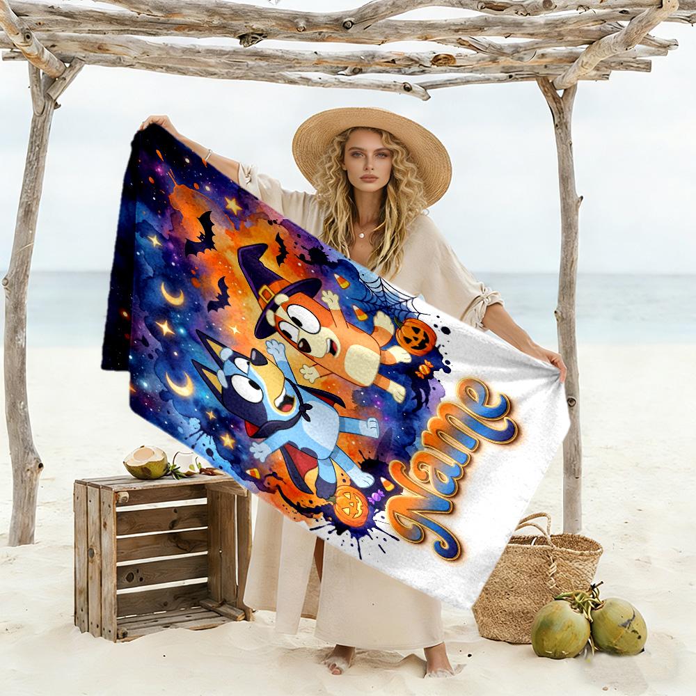 Halloween Costume Parade Personalized Text Beach Towel High Absorbency & Quick-Dry Suitable for Sports Travel Swimming Yoga Bathroom Beach And Pool