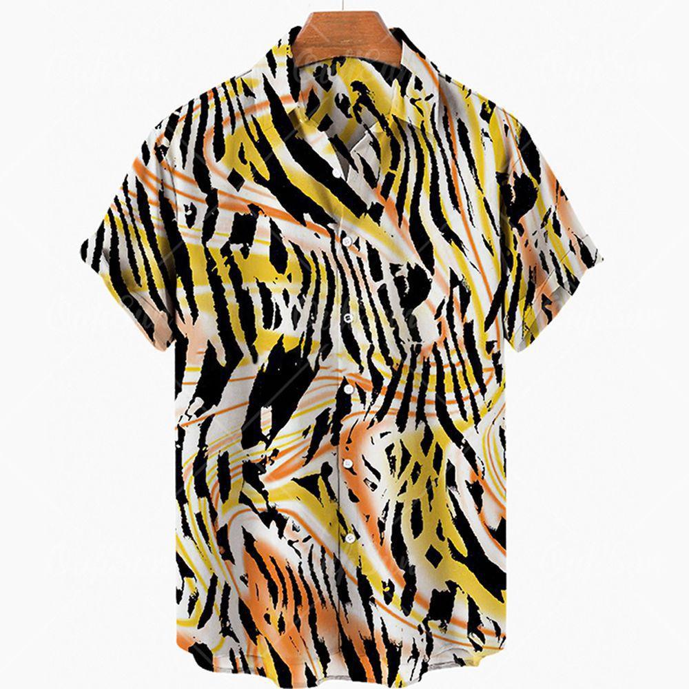 

Men s Fashion Printed Short Sleeved Shirt, Summer Men s Casual Shirt 2XL жовтий