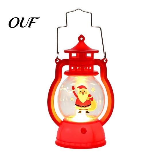 LED Warm Light Lamp Christmas Lantern Night Light, Retro Santa/Snowman/Tree Handheld Oil with Decorative Holiday LED, Cute Tabletop Decor, Xmas