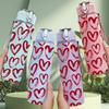 1PC Red White Heart Love Seamless Print 750ml Color Plastic Sports Water Bottle Leakproof Flip Straw Lid Suitable for Sports Office Home Use
