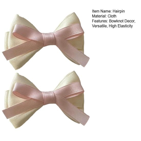 2Pcs Girl Hair Pins Bowknot Decor Double-Layered Ribbon Design Side Bangs Hair Clips Hair Accessories Daily Wear