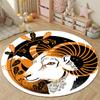 Serene Round Peacock Multicolor Accent Rug, Non-Slip Floor Mat for Family Room