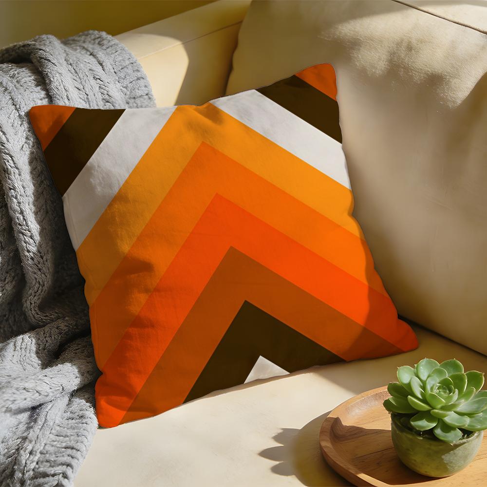 Cushion Cover  Washed Linen  Soft Breathable Decorative Case For Sofa Home Rainbow Series Geometric Print Pillow cover