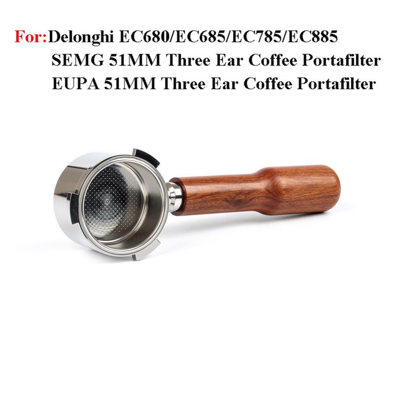 

51мм Портафільтр для Naked Coffee для Delonghi EC680/EC685/EC785/EC885 Ручка для кави з нержавіючої сталі з кошиком на 1/2/4 чашки with 2 cup basket
